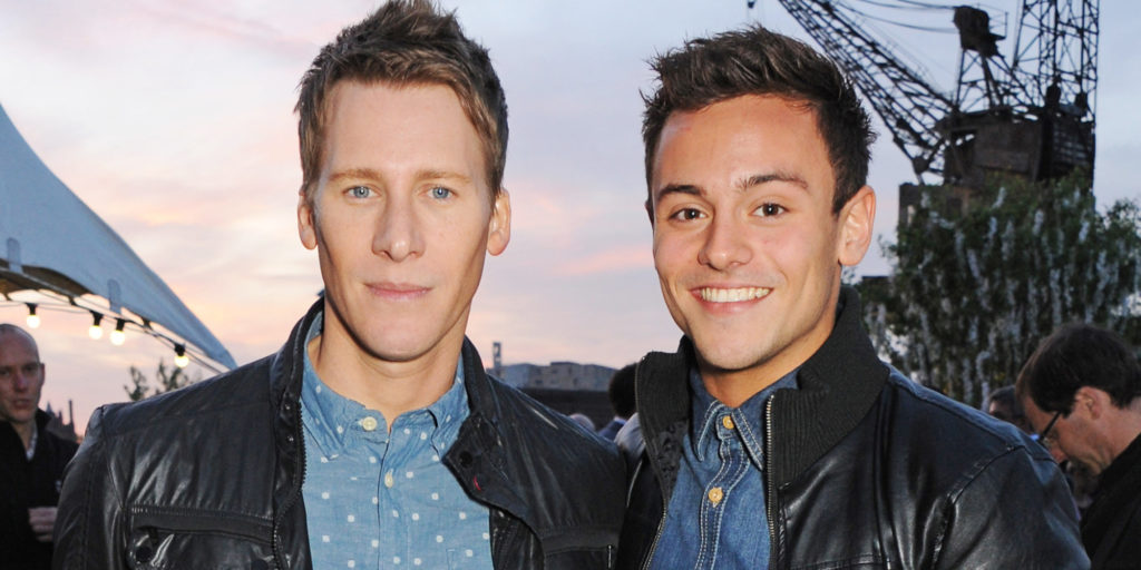 LONDON, ENGLAND - APRIL 30: Dustin Lance Black (L) and Tom Daley attend the Battersea Power Station Annual Party on April 30, 2014 in London, England. (Photo by David M. Benett/Getty Images for Battersea Power Station)