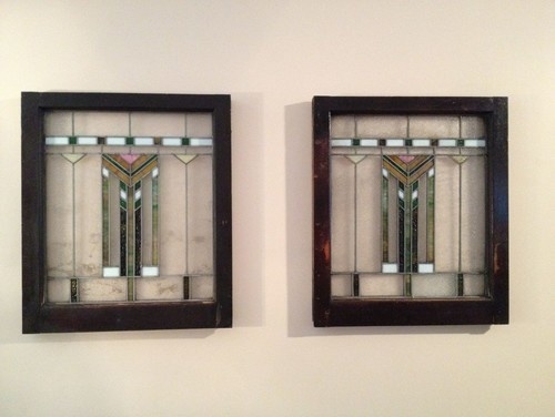 One man found two pristine “Chicago Prairie” styled stained glass windows hidden underneath a brick wall. 